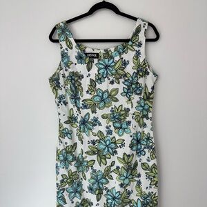 Vintage Kasper Floral Sheath Dress Sz M-L Retro 60s Mod Cottagecore